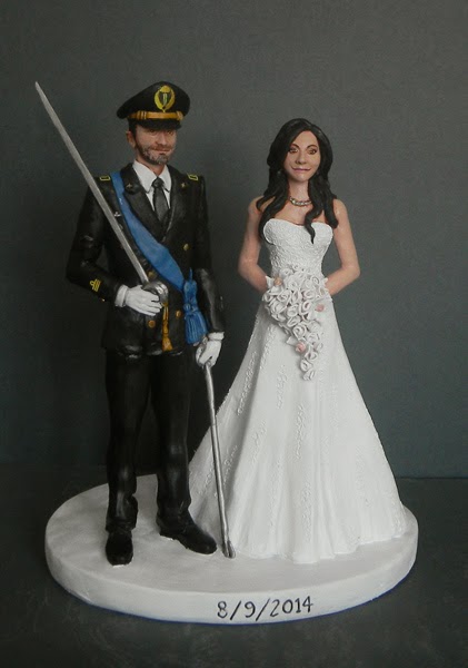 cake topper milano statuine matrimonio in divisa sposa bouquet orme magiche