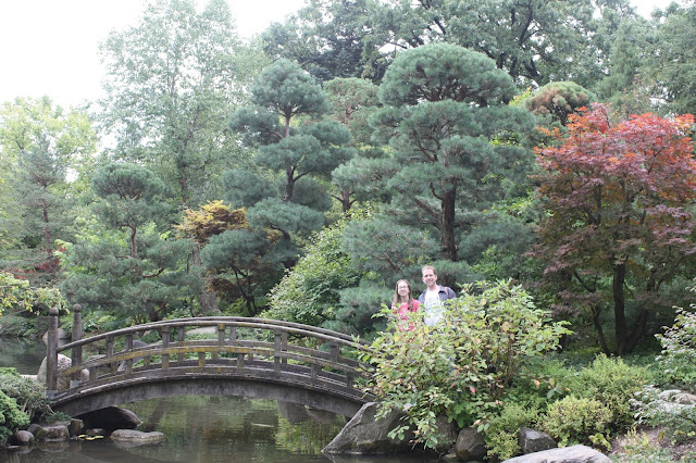 Crossing a Japanease footbridge at Anderson Japanese Gardens
