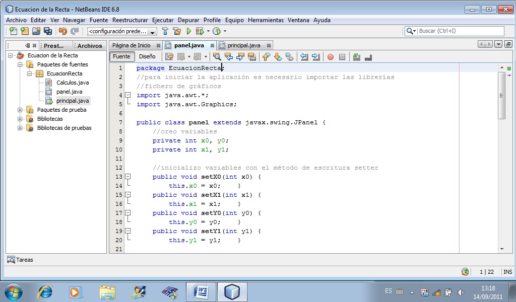 Programas en Java (Netbeans): Ecuacion de la recta