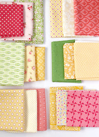 Scrap fabrics found on A Bright Corner blog - love these colors together
