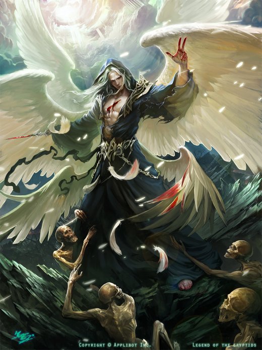 Anjos e demônios nas ilustrações de fantasia para games de Cheng Xu a.k.a. Crow God Cheng Xu crow-god deviantart ilustrações fantasia games legend of cryptids anjos e demônios