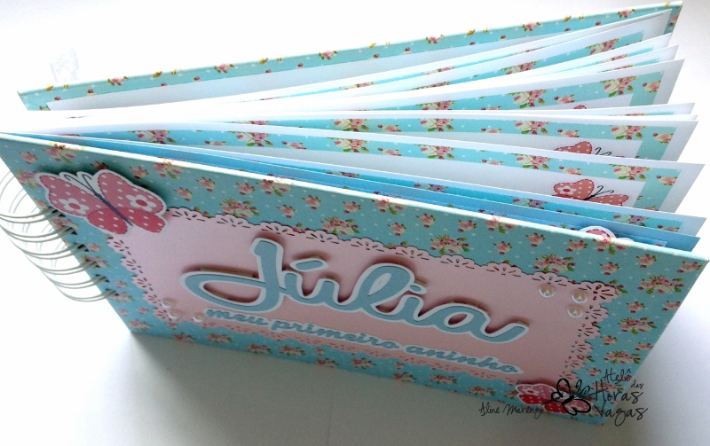 livro de mensagens jardim encantado provençal borboletas rosa e azul claro menina