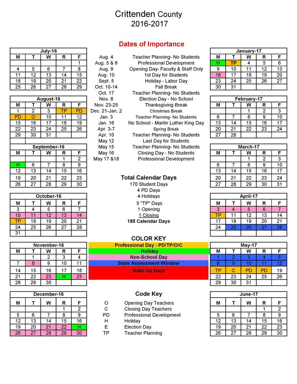 online school calendar
