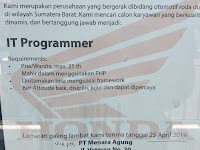 Lowonga Pekerjaan - IT Programmer padang Lowonga Pekerjaan - IT Programmer padang
