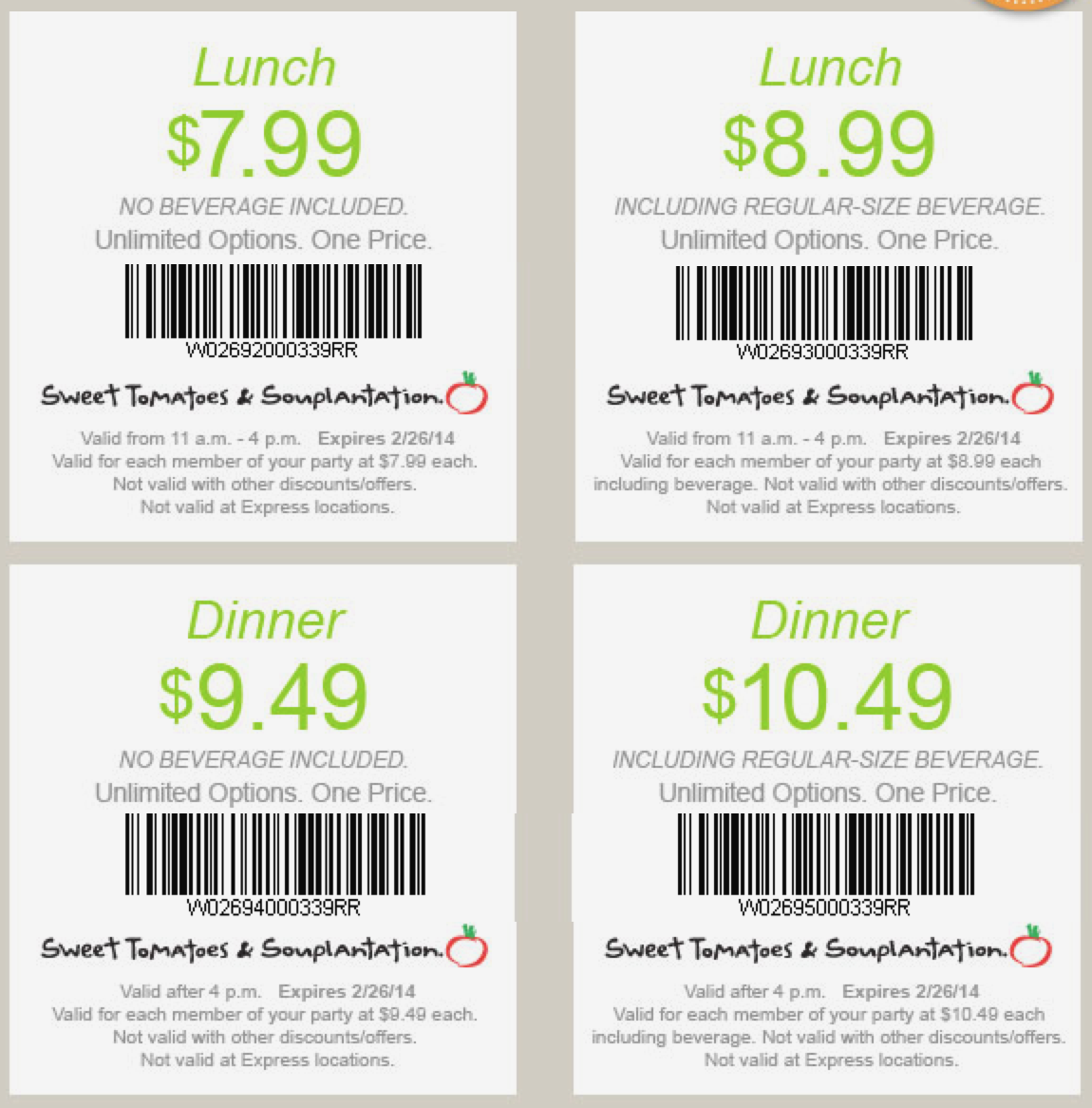 Free Printable Coupons: Sweet Tomatoes Coupons
