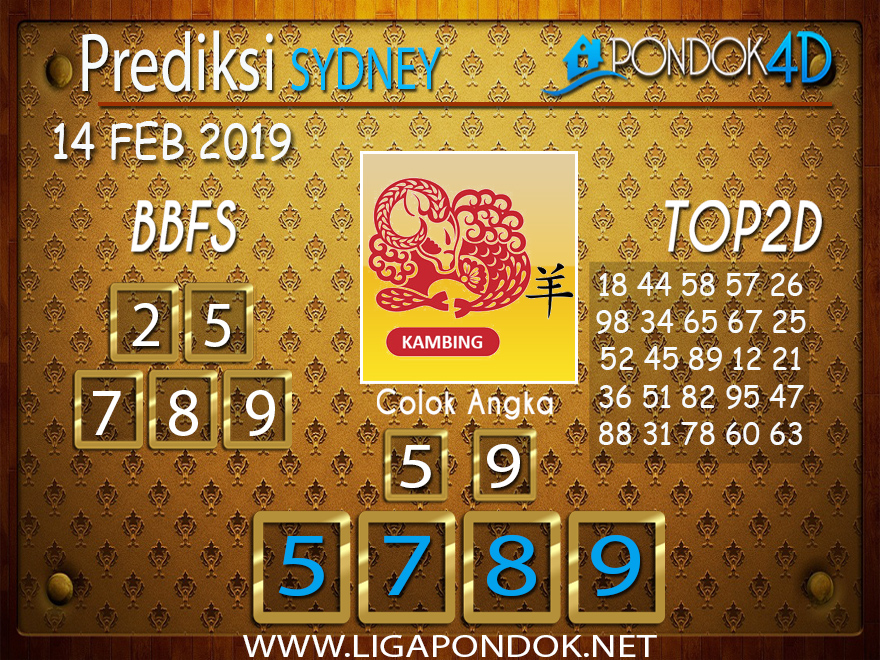 Prediksi Togel SYDNEY PONDOK4D 14 FEBRUARI 2019