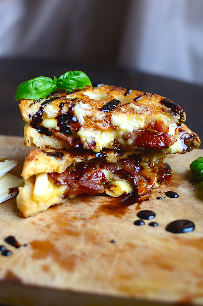 Yammie's Noshery Bacon, Brie, and Apricot Grilled Cheese with Balsamic