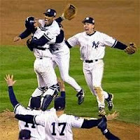 A scene of the New York Yankees celebrating a win