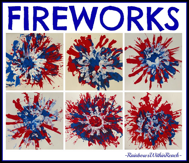 Painted Fireworks in Kindergarten 