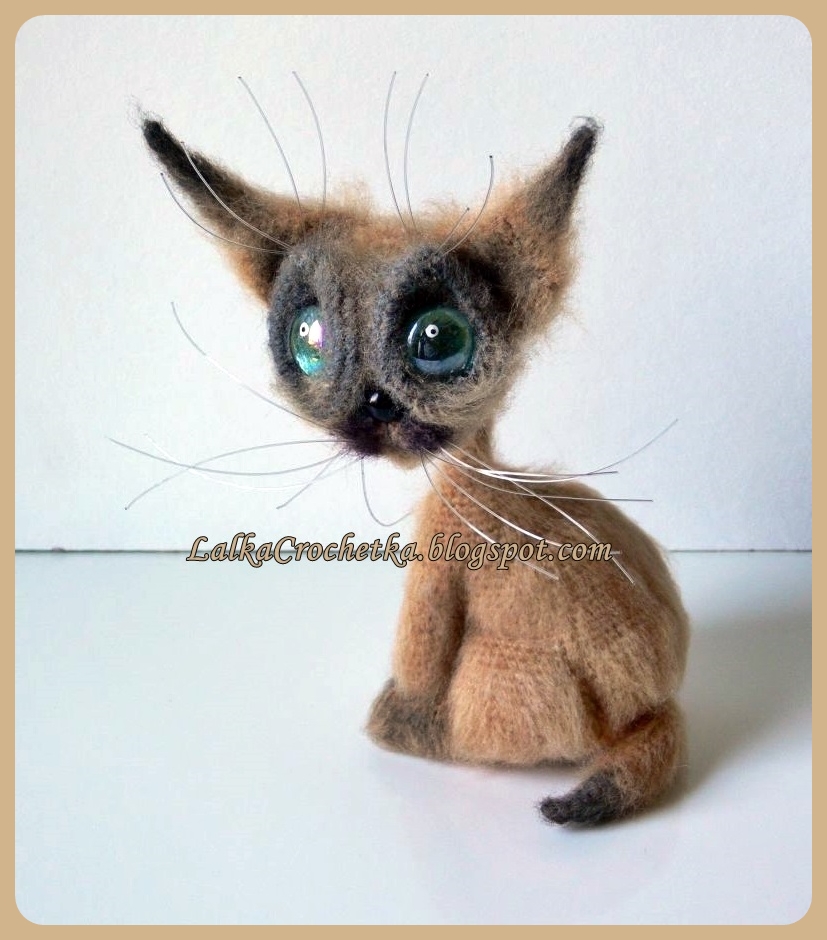 Lalka Crochetka Szydełkowy Kot Syjamski Crochet Siamese Cat