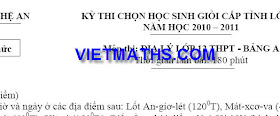 đáp án đề thi học sinh giỏi địa lý cấp tỉnh nghệ an 2010 2011 