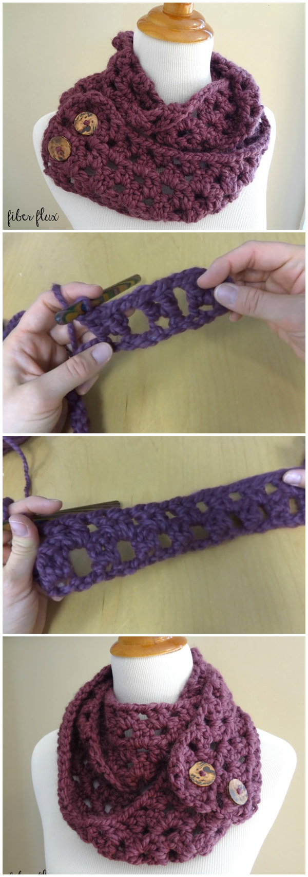 Free Crochet Pattern...Fiona Button Scarf