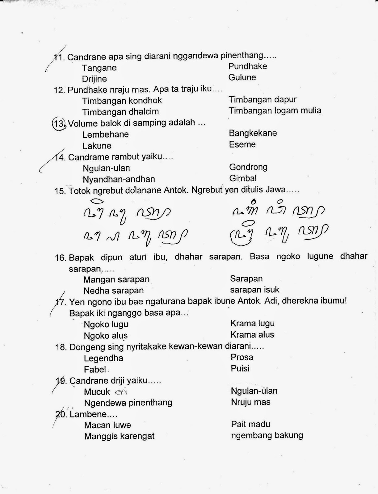 Bahasa Jawa Kelas 5 SD TA 2014 2015 Semester Genap