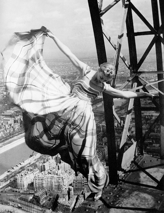 Lisa Fonssagrives on the Eiffel Tower by Erwin Blumenfeld, 1939. Image via Vintage Everyday. Lisa Fonssagrives on the Eiffel Tower by Erwin Blumenfeld, 1939. Image via Vintage Everyday.