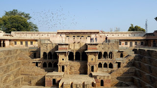 The pavilion of the Chand Baori stepwell.  