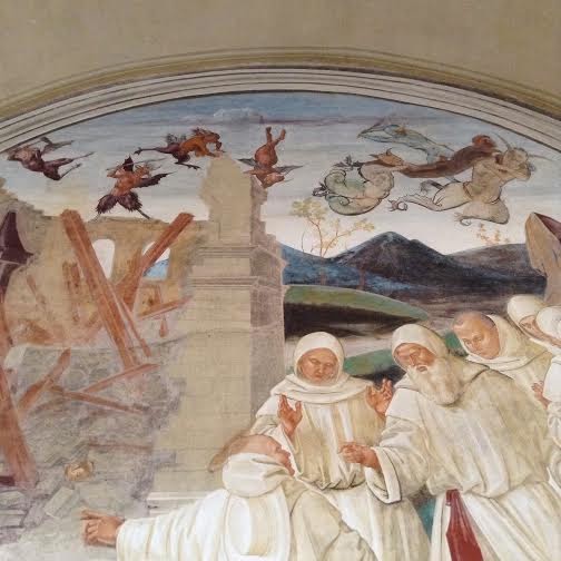 Abbazia Monte Oliveto Maggiore: Chiostro grande, Signorelli (dettaglio)