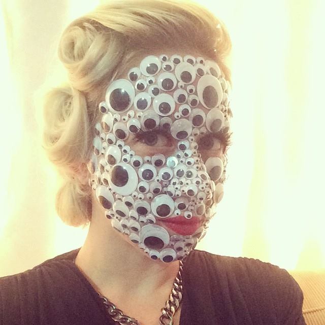 Chainsaw Alice in Wonderland Googly Eyes Cover Woman's Face Spider