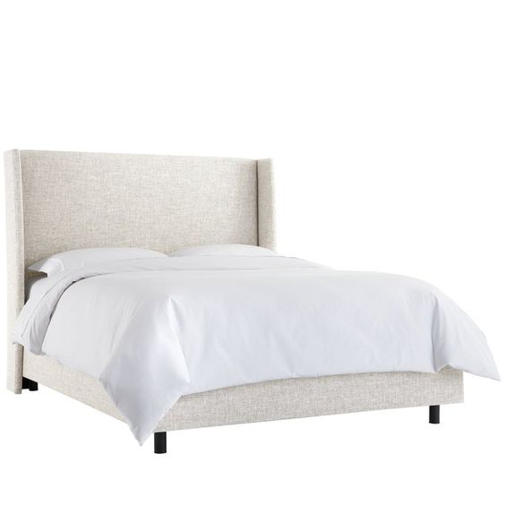 Skyline Furniture Alrai wingback upholstered bed frame Zuma White 