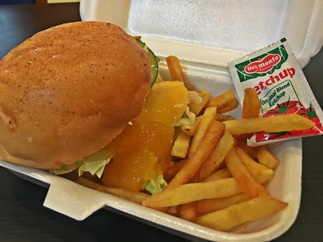 Mango Crispy Chicken Fillet Burger at Super Meal Box beside JM Backpackers Inn Building