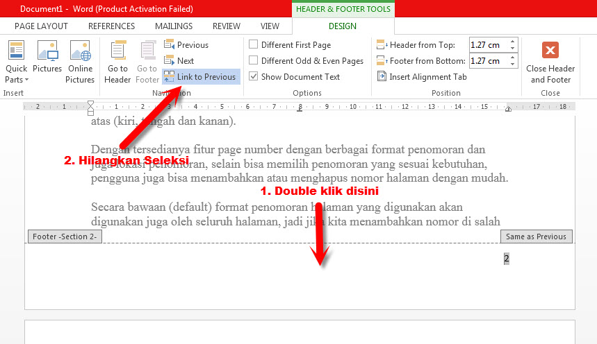 Page number tidak muncul di word 2010