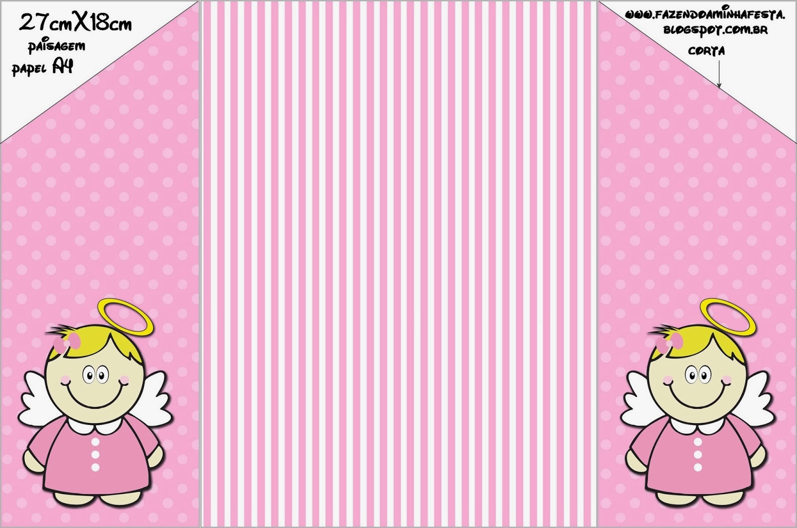 Bautismo Angelita Rubia: Tarjetas e Invitaciones para Imprimir Gratis. Sobre para invitación.