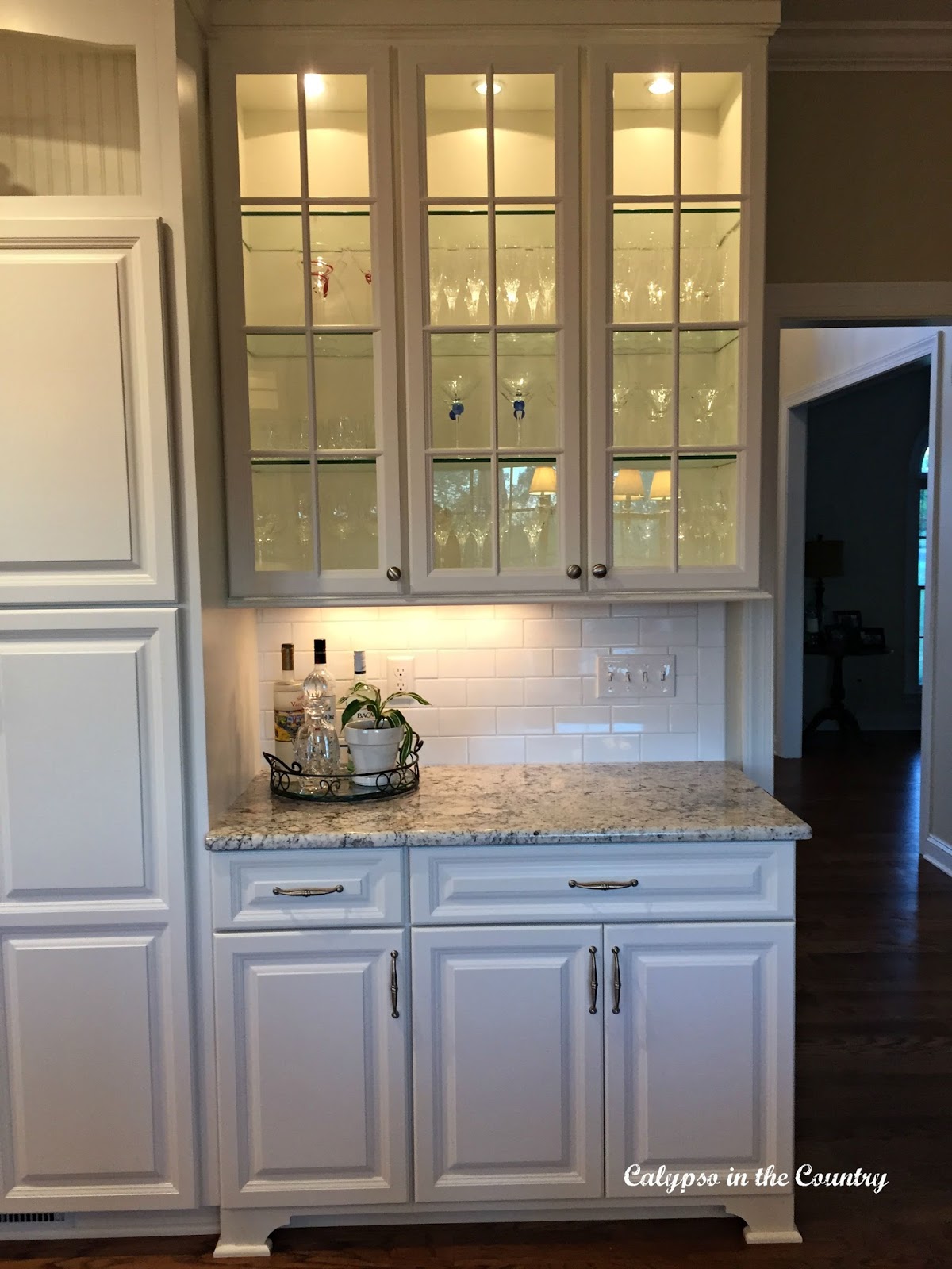 Glass Cabinets and full reveal of new white kitchen