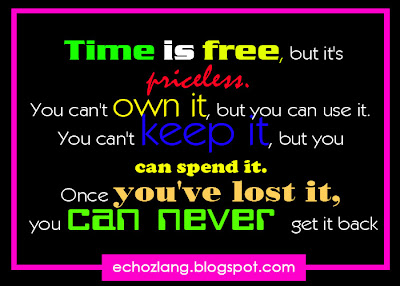 Time is free, but it's priceless. You can't own it, but you can use it
