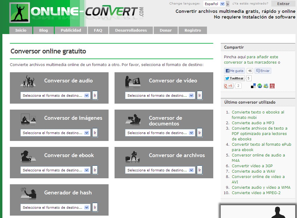 Tecnología habitual: Convertir archivos de diversos tipos online