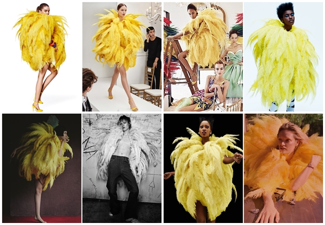 Moschino 2016 SS Big Bird Yellow Feathers Dress 9 Looks Moschino 偷穿大鳥姐姐的衣服