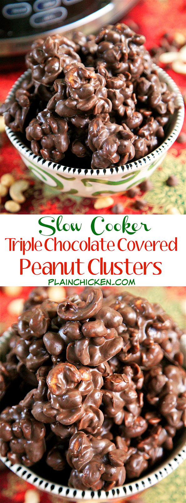 {Slow Cooker} Triple Chocolate Covered Peanut Clusters Plain Chicken®