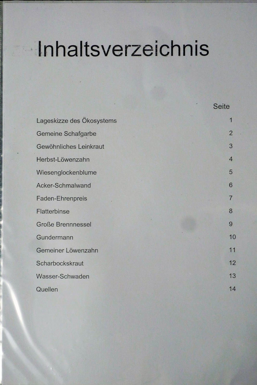 Herbarium Inhaltsverzeichnis Zum Ausdrucken Herbarium zu einem Ökosystem