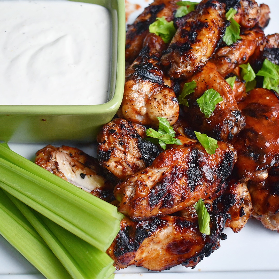 Bloody Mary Grilled Chicken Wings with Horseradish Dip Chef Jen