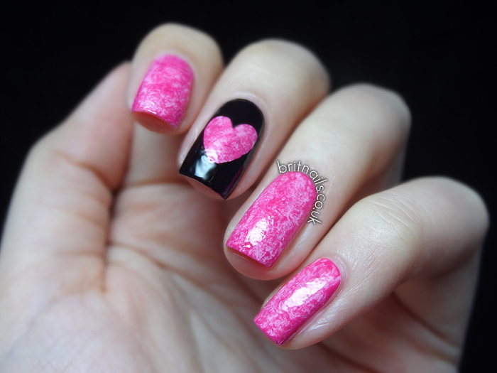 Cling Film Heart Brit Nails
