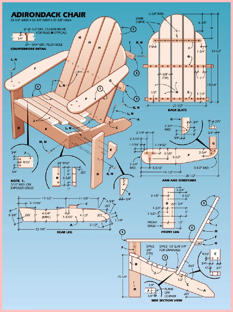 Woodworking plans, Woodworking plans free, Adirondack chair plans