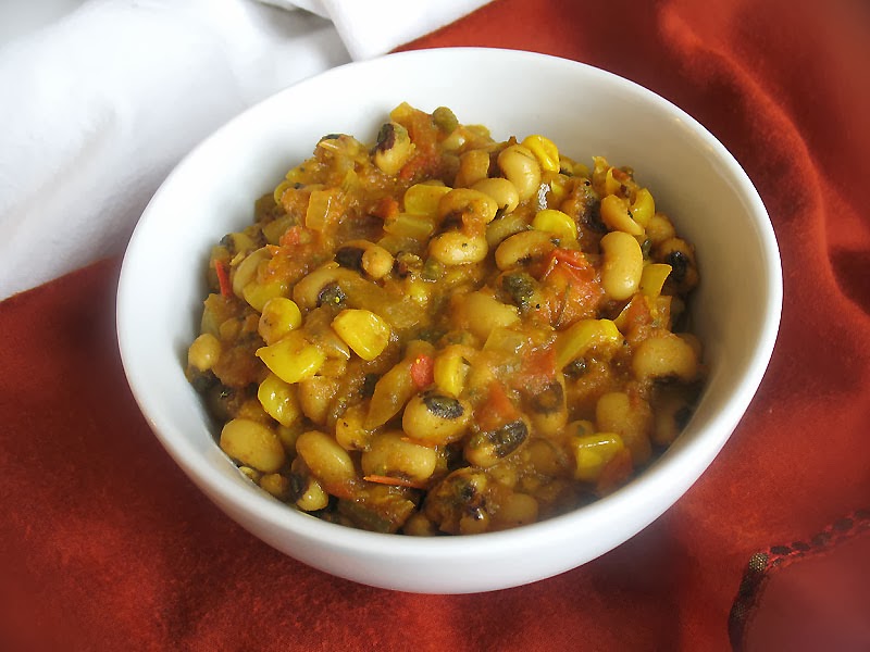 Black-Eyed Peas Simmered in a Spicy Tomato Sauce with Corn | Lisa's ...