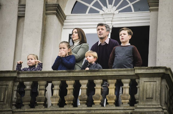 Crown Prince Frederik and Crown Princess Mary, with their four children, Prince Christian,Prince Vincent, Princess Josephine and Princess Isabella
