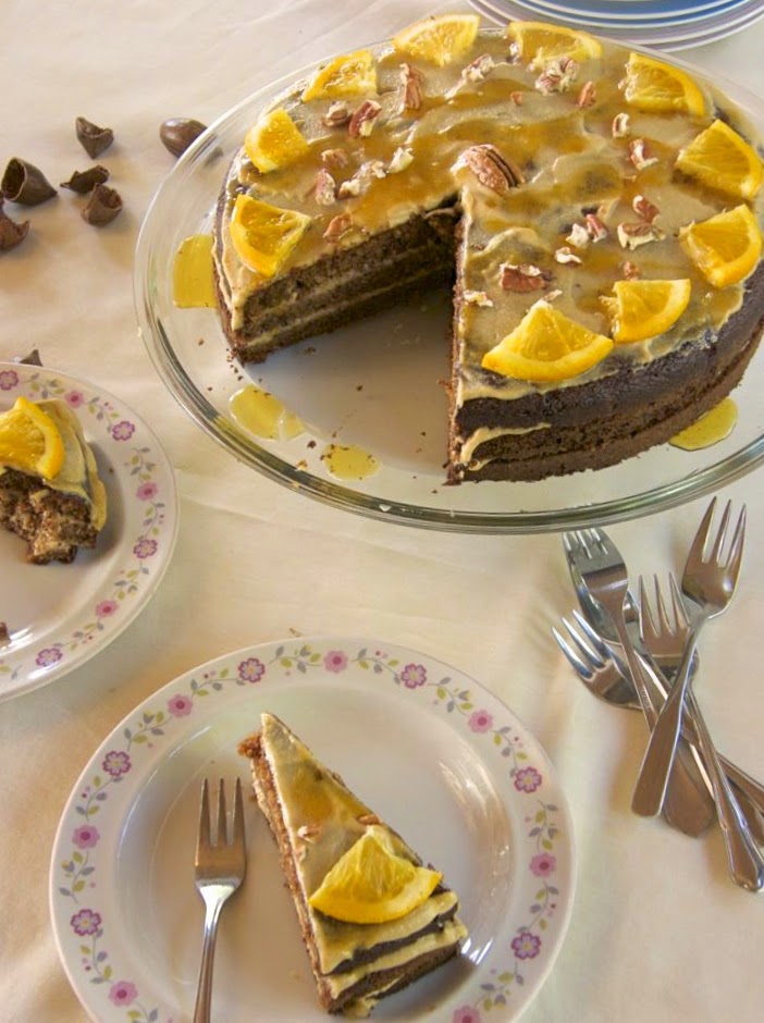 Pekannuss-Torte mit Ricotta-Creme und Orangenkaramell - Sugarprincess