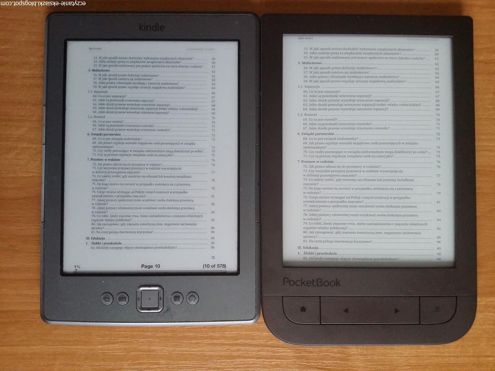 porównanie czytników e-booków PocketBook Touch HD 2 i Kindle Classic