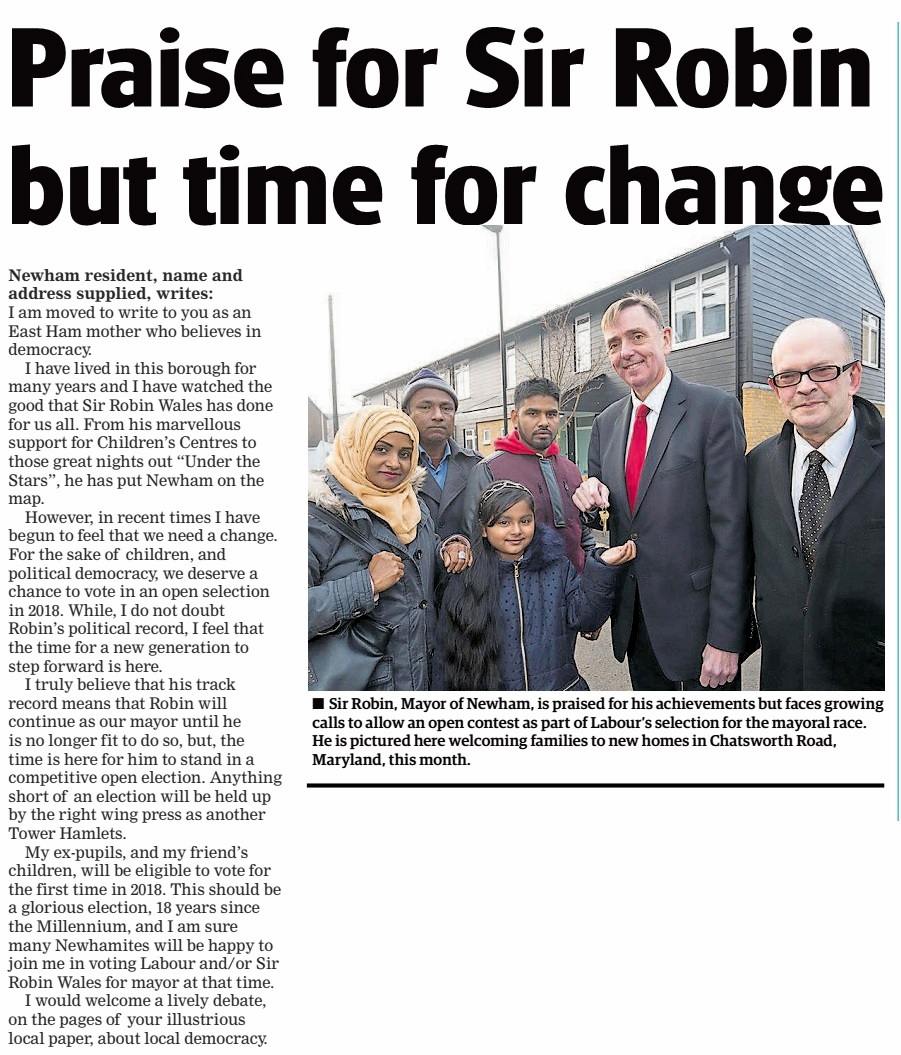 John's Labour blog "Praise for Sir Robin but time for change"