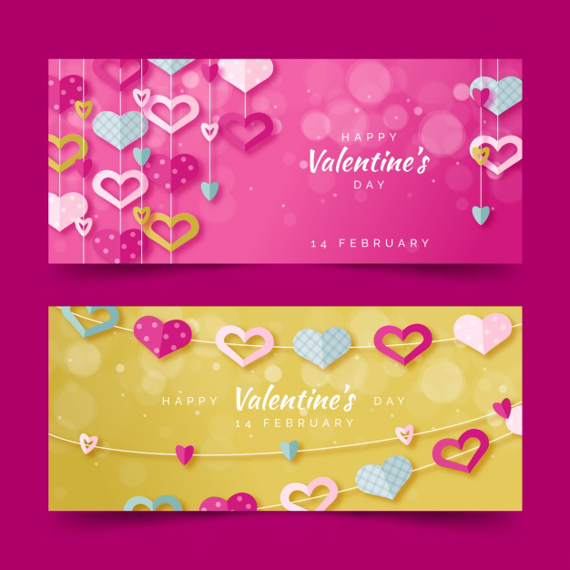Valentine's day sale banners Free Vector