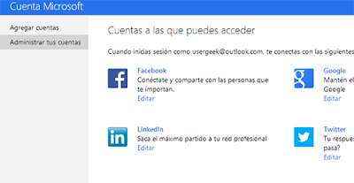 administrar cuentas conectadas outlook