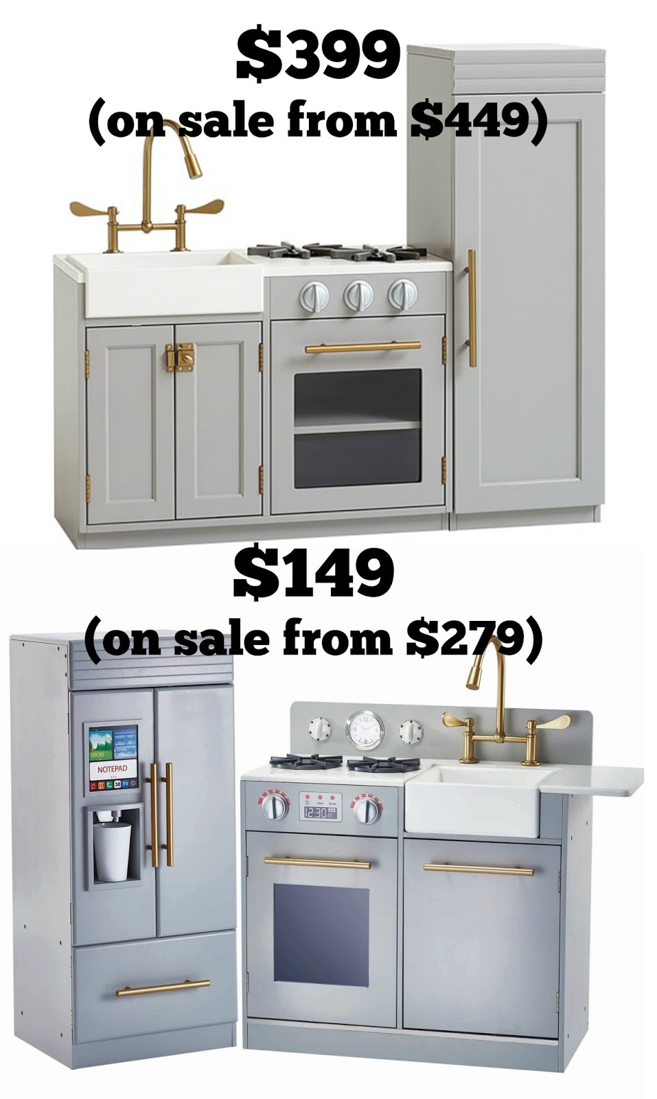 Look for Less Modern Grey Toy Kitchen - Pretty Real