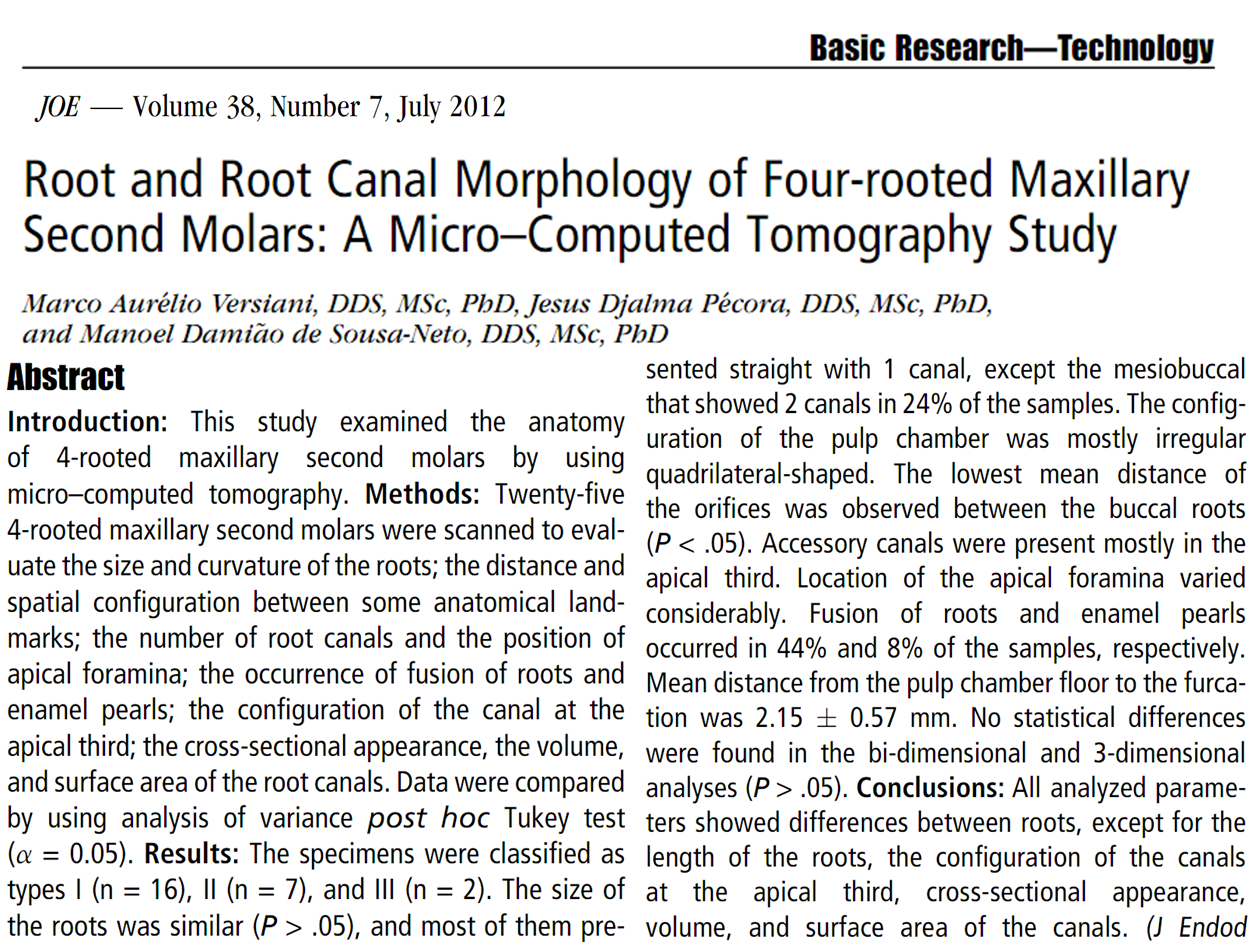 The Root Canal Anatomy Project: Four-Rooted Maxillary Second Molars