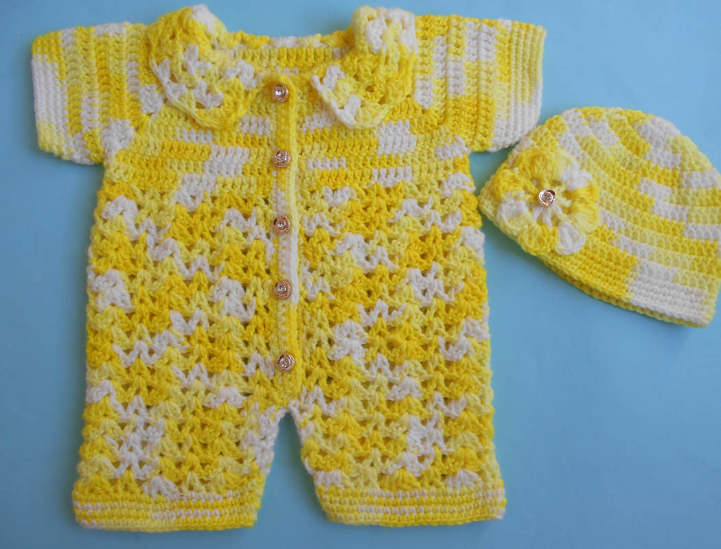 Crochet Crosia Free Pattern with Video Tutorials Baby Romper Sweater
