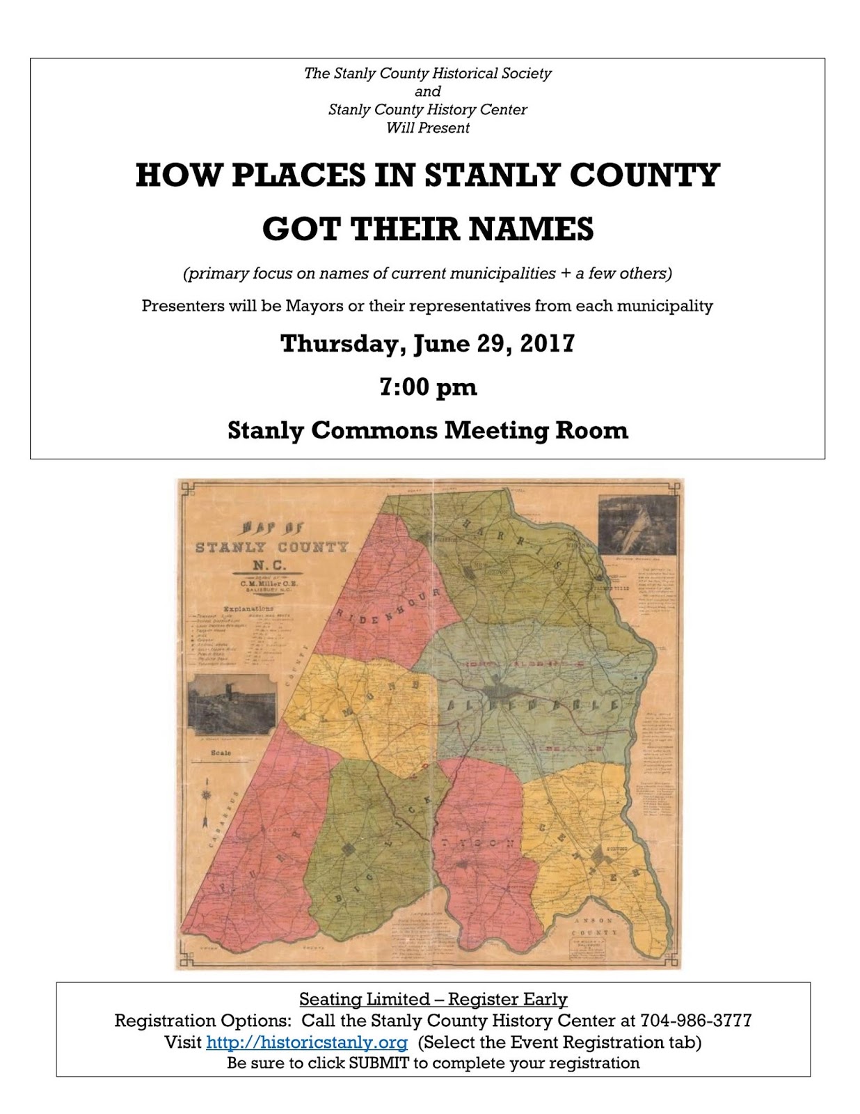 Stanly County Historical Society How Places in Stanly County Got Their