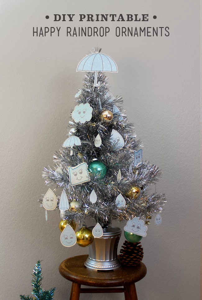 Lula Louise DIY Printable Happy Raindrop Christmas Ornaments