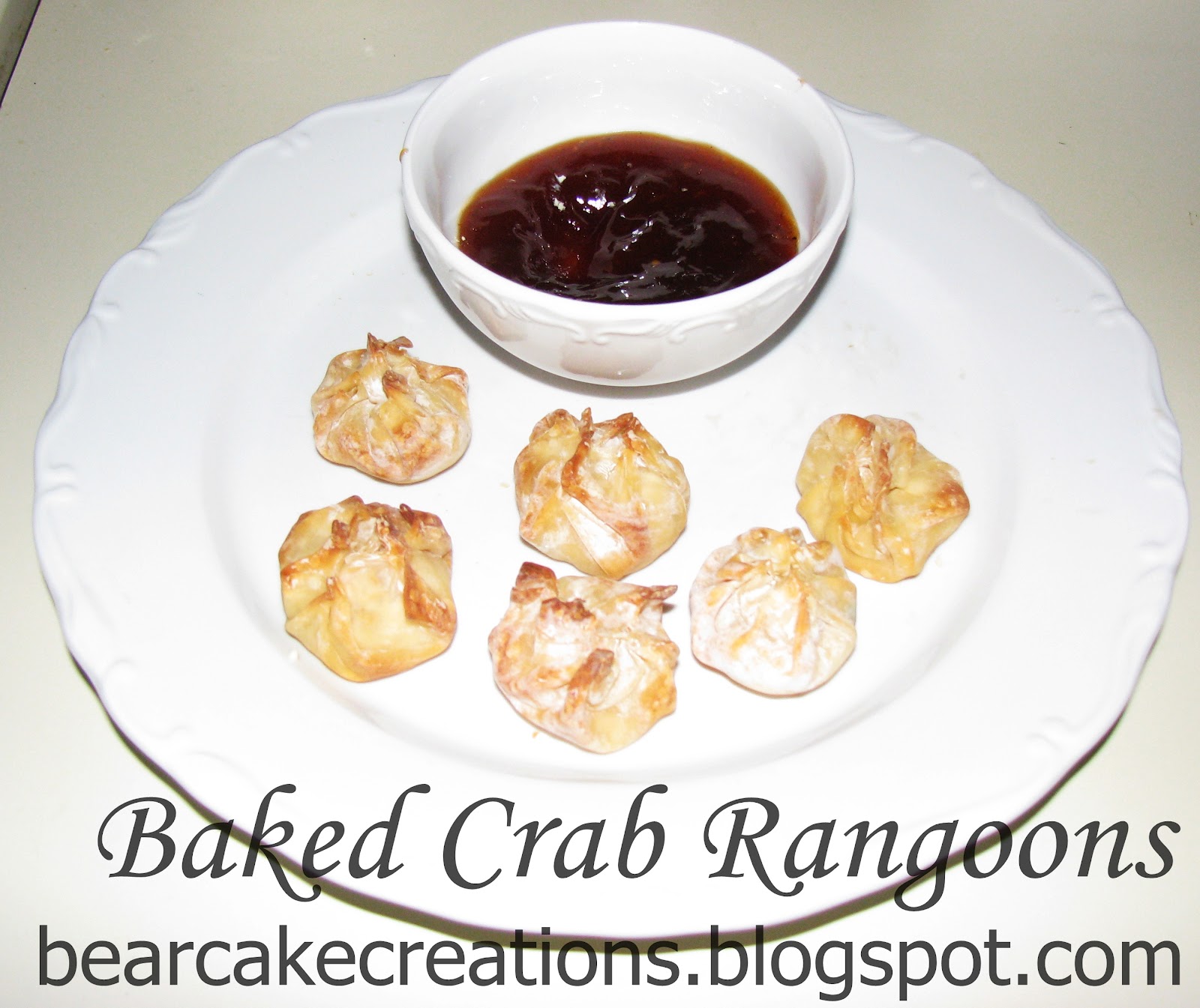 BearCake Creations Baked Crab Rangoons with Sweet and Sour Sauce