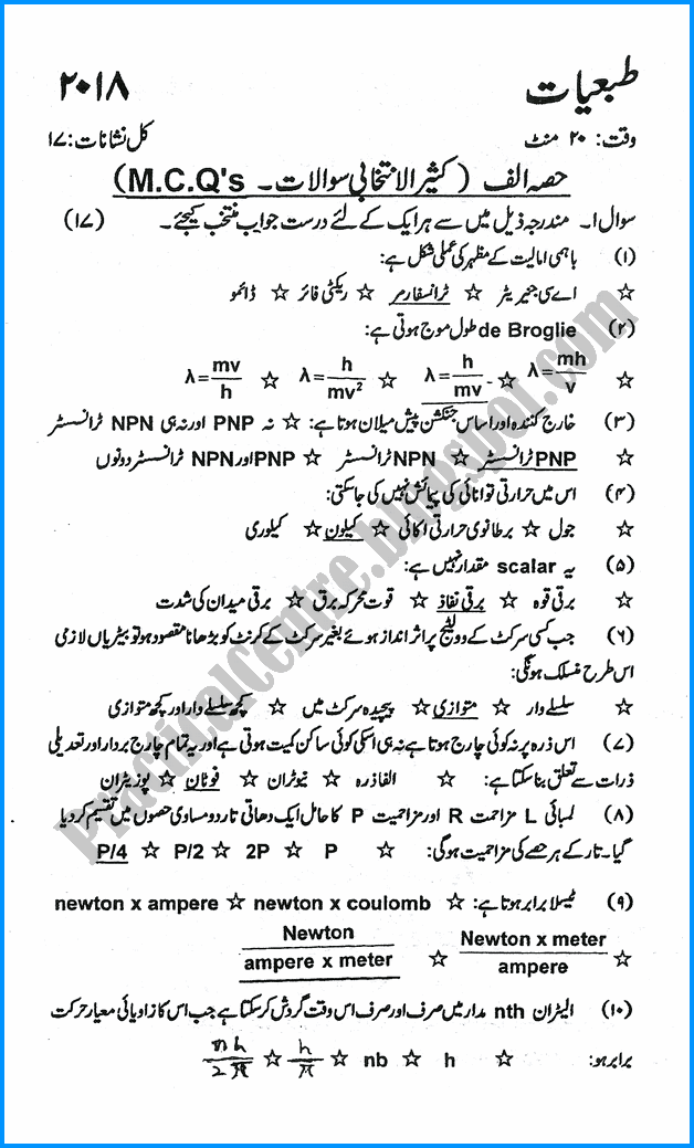 xii-physics-urdu-five-year-paper-2018