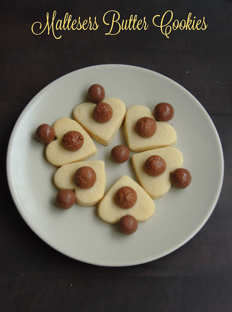 Butter cookies with maltesers, Eggless Maltesers butter cookies