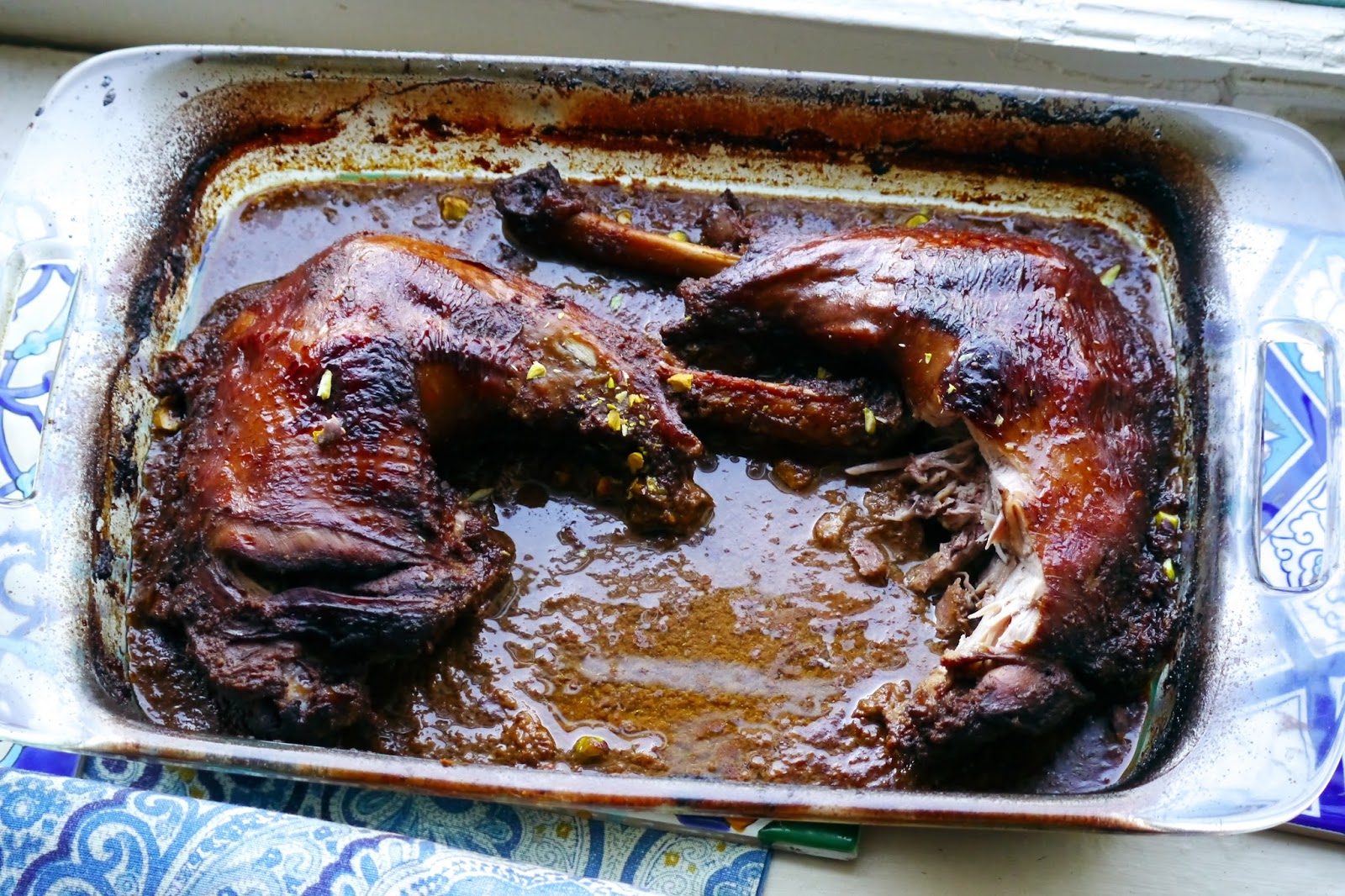 Persian pomegranate walnut braised turkey legs